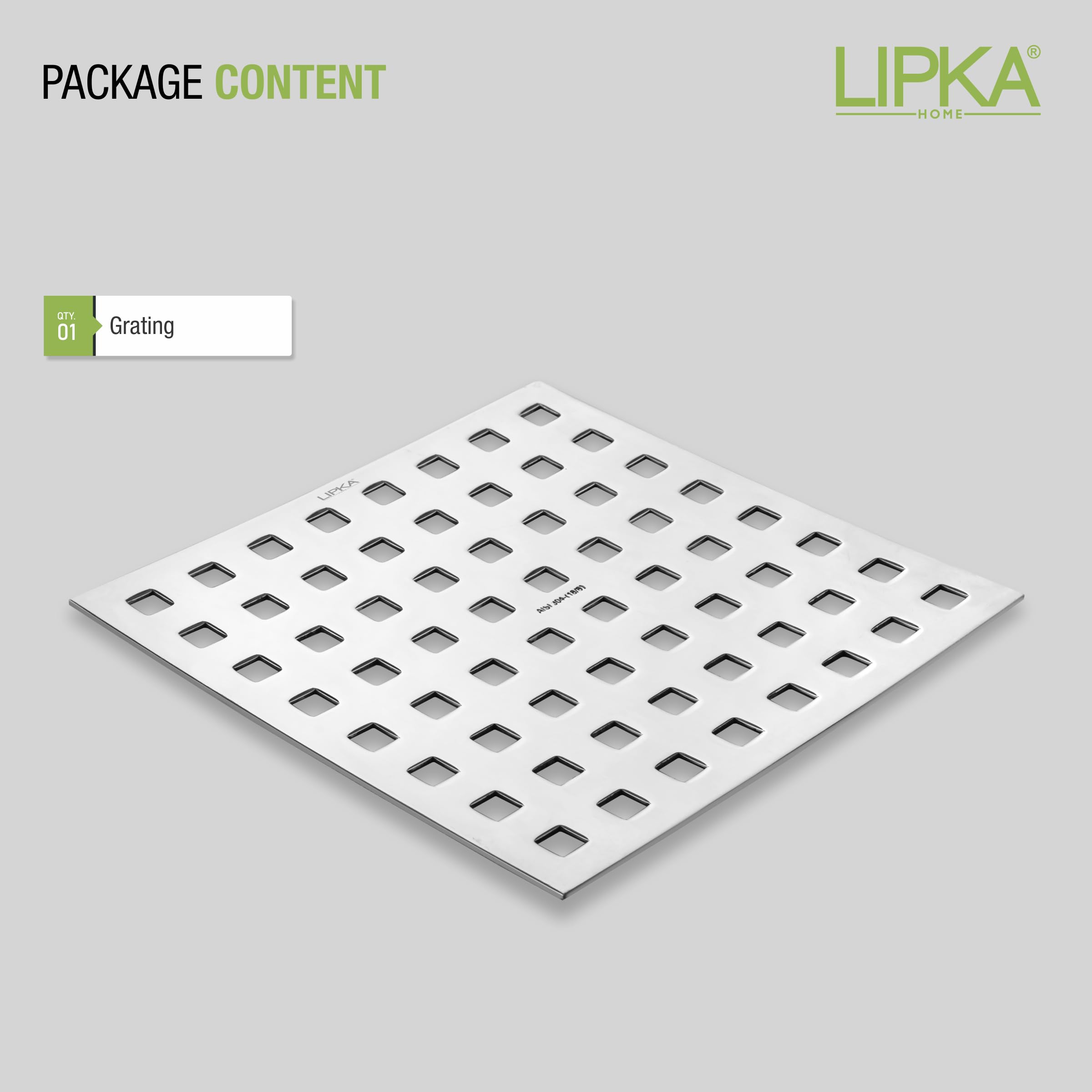 LIPKA Palo Commercial Floor Drain |304-GradeStainless Steel|8 x 8 Inches| 3