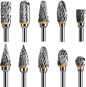 Set Frese Incisione Set 10 Frese Rotanti In Carburo HSS | Gambo 1/8" Per Incisione E Lucidatura | Doppio Taglio Lucidatura Metalli - Foto 2