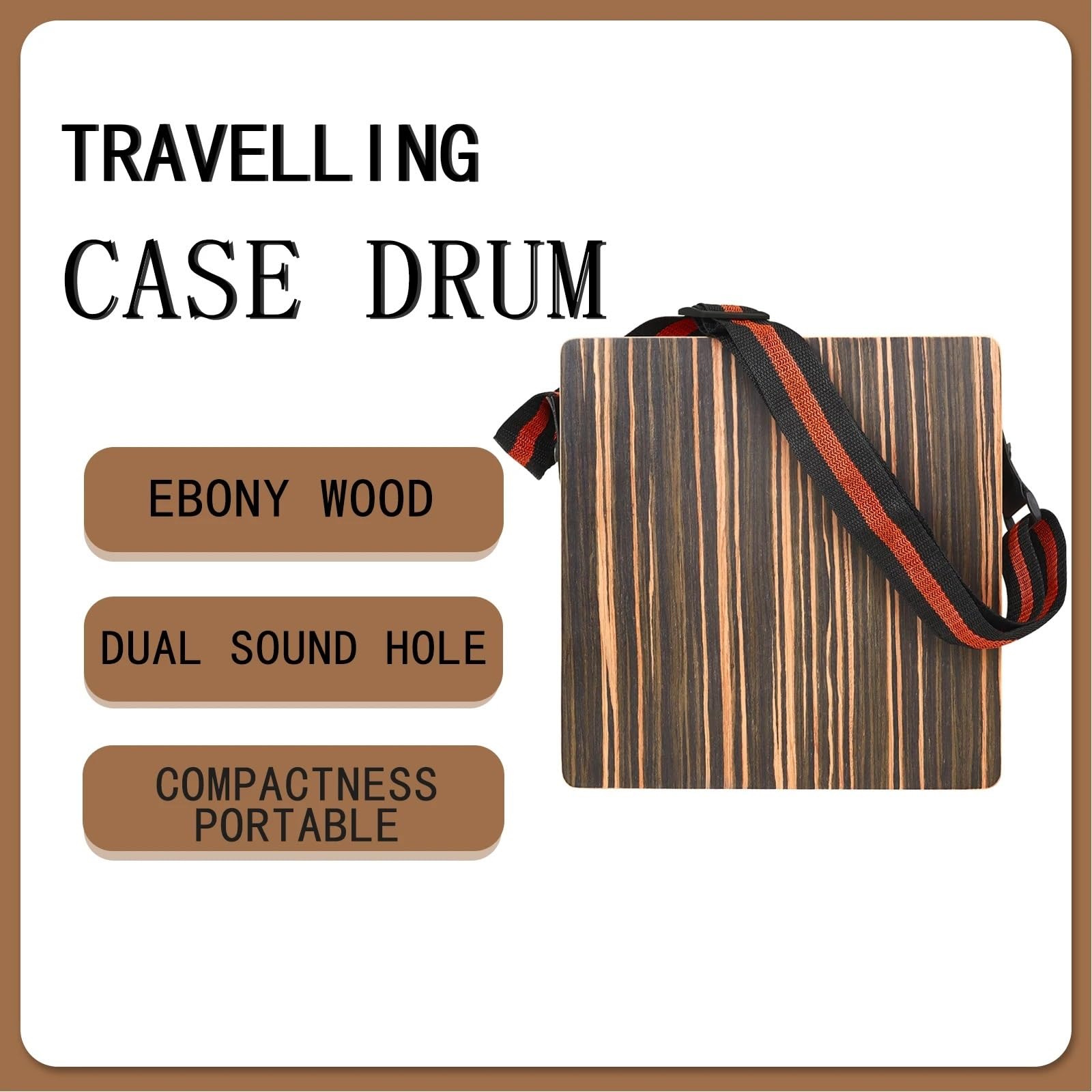 Cajon Custodia da viaggio for tamburo, cajon portatile, compatto, in ebano, percussioni a mano con tracolla