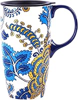 Vista 10 de DUSVALLY Taza de Café de Viaje Taza de Café de Cerámica Taza de Café con Tapa Tazas de Viaje Taza de Café de Lata Taza de Café Alta Tazas de Viaje