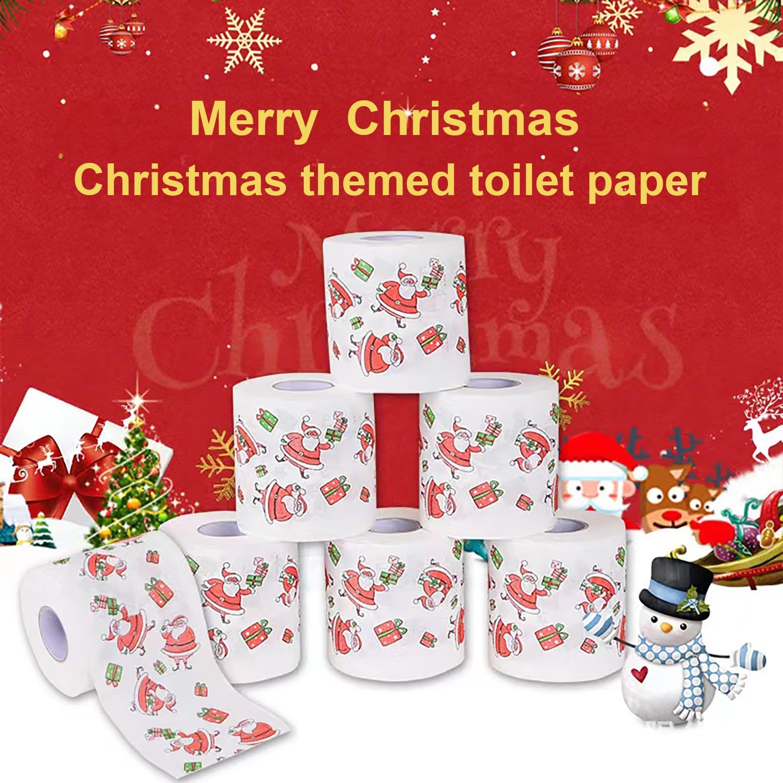 Papier toaletowy, świąteczny wzór papieru toaletowego, 10 rolek papieru toaletowego, kolorowy papier toaletowy 2-warstwowa chusteczka do kąpieli, papier toaletowy z pulpy z drewna zego, D