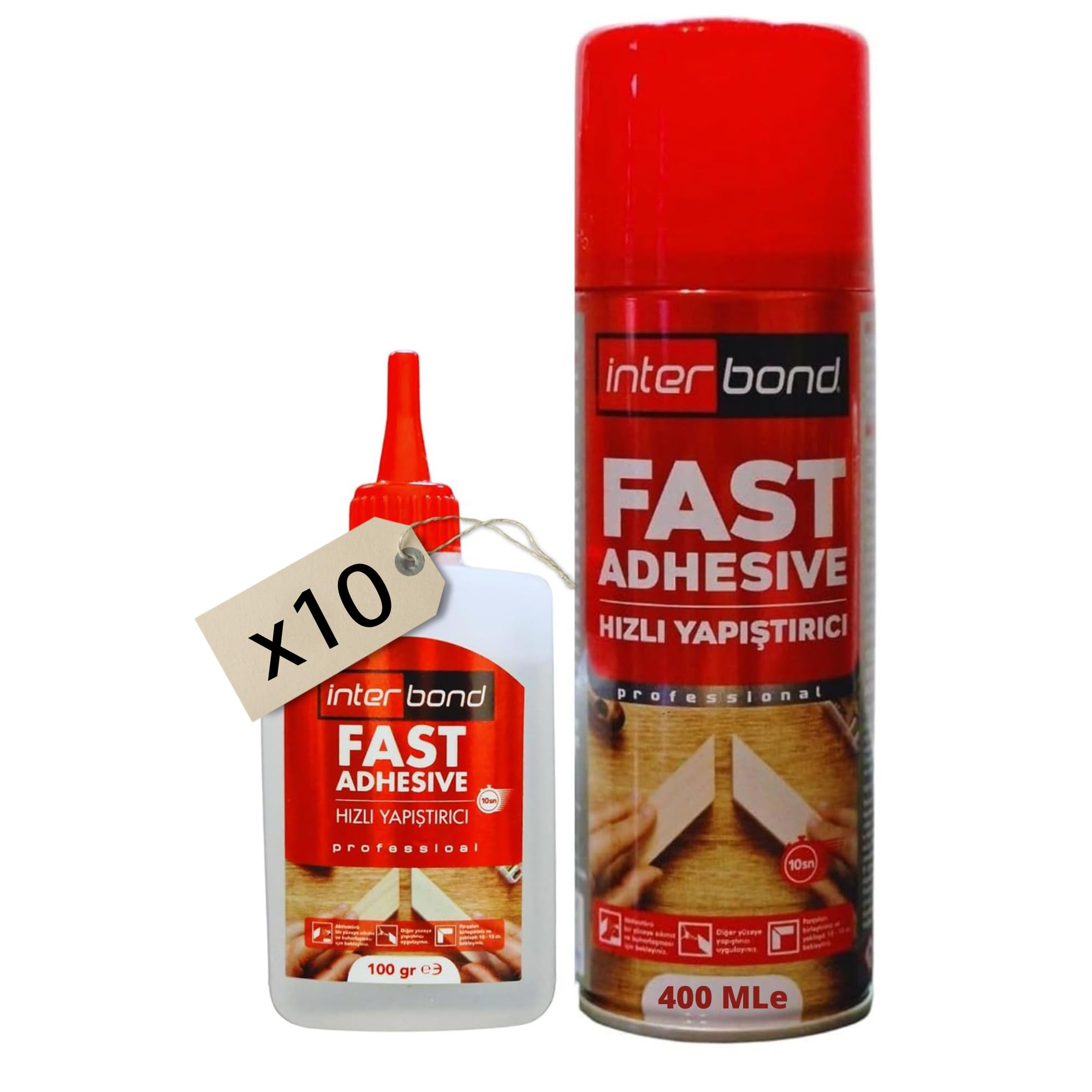Pegamento instantáneo extra fuerte, 100 g, con activador, spray de 400 ml, juego de 10 unidades para reparaciones profesionales, ideal para materiales como plástico, metal, madera y cerámica