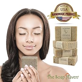 Oatmeal Soap - 4 Oatmeal & Honey Goat Milk Soap Bars, Handmade in USA, All Natural, Unscented, SLS Free, No Parabens