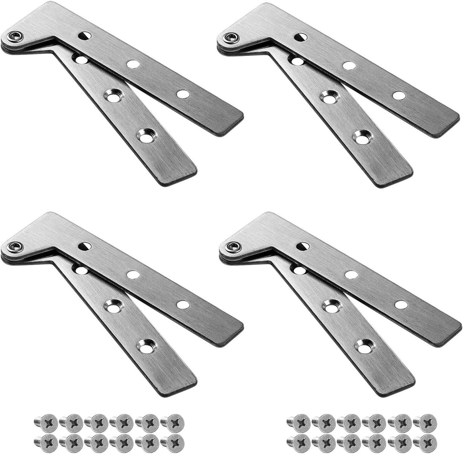 Generic 4Pcs 4 Inch 360 Degree Rotatable Door Pivot Hinges,Cabinet Door Hidden Hinge for Windows Fence Sheds Kitchen gate Closet Cupboards with Screws (4, 4”), Silver