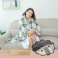 Vista 48 de XING YE CHUAN Fleece Wearable Blanket, Comfy Poncho Throw with Buttons, Plush Sleeveless Blankets, for Women Cape Wrap Cover