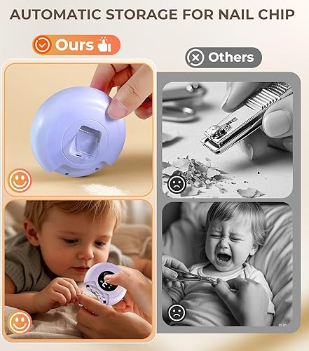 Miniatura 5 de Cortaúñas eléctrico 3 en 1, rotación de 360, 3 velocidades, pulido automático con almacenamiento de virutas de uñas y luz LED, recortador de