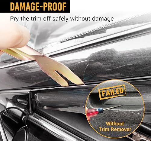 Miniatura 4 de EWK Juego de herramientas de eliminación de molduras de metal, extractor de clip para panel de puerta de automóvil, tablero de audio, kit de palanca