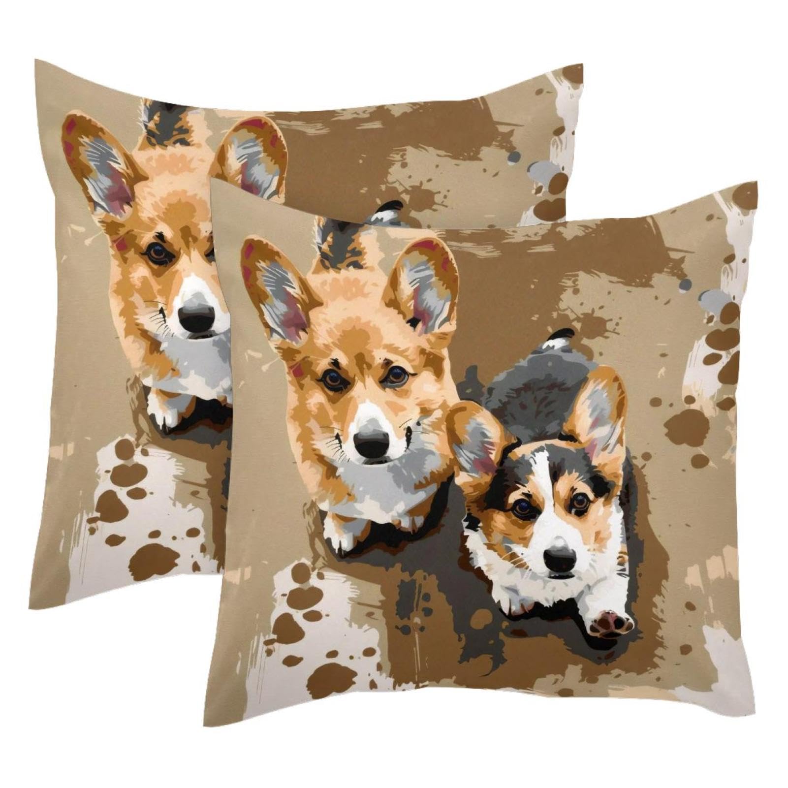 Housse de coussin corgi velours pour décorer un canapé cosy de salon