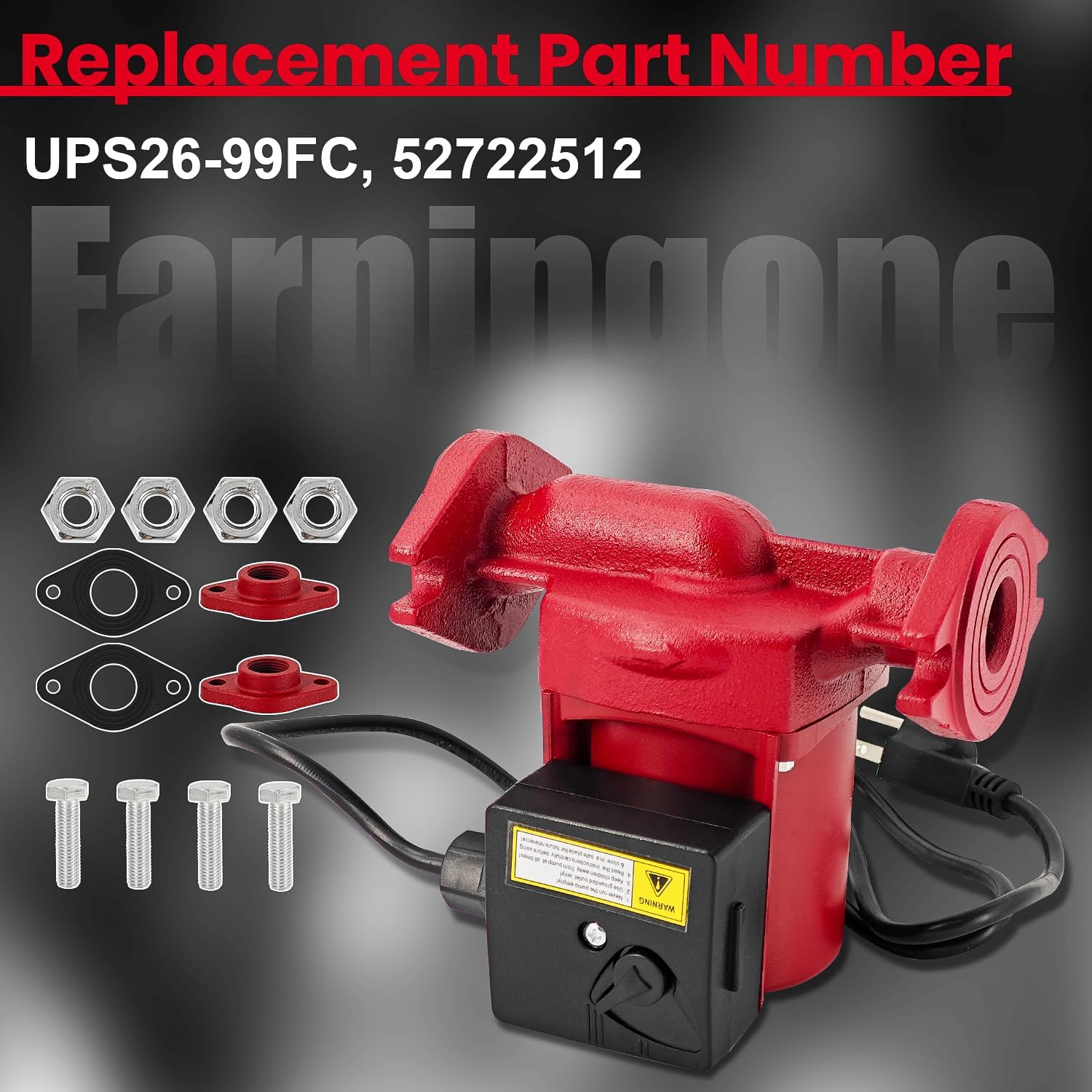 UPS26-99FC 115V 1/6HP 3-Speed Recirculating Pump Boiler Pump for Radiant Heating, Hydronic Heating, Fan Coil Heating, Solar and Other System Types, Circulation Pump Replaces# 52722512