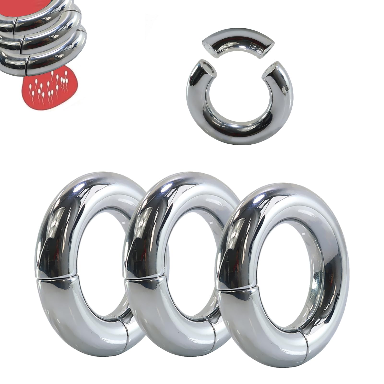 LZMYZ 3 Stück Set Edelstahl Magnet Cockring Hodenring 5 Größen Metall Ballstretcher Hodenstrecker Hodensack Gewicht Anhänger Magnetische Penisring Sexspielzeug Für Männer Hodengewicht(45mm/3Pcs)