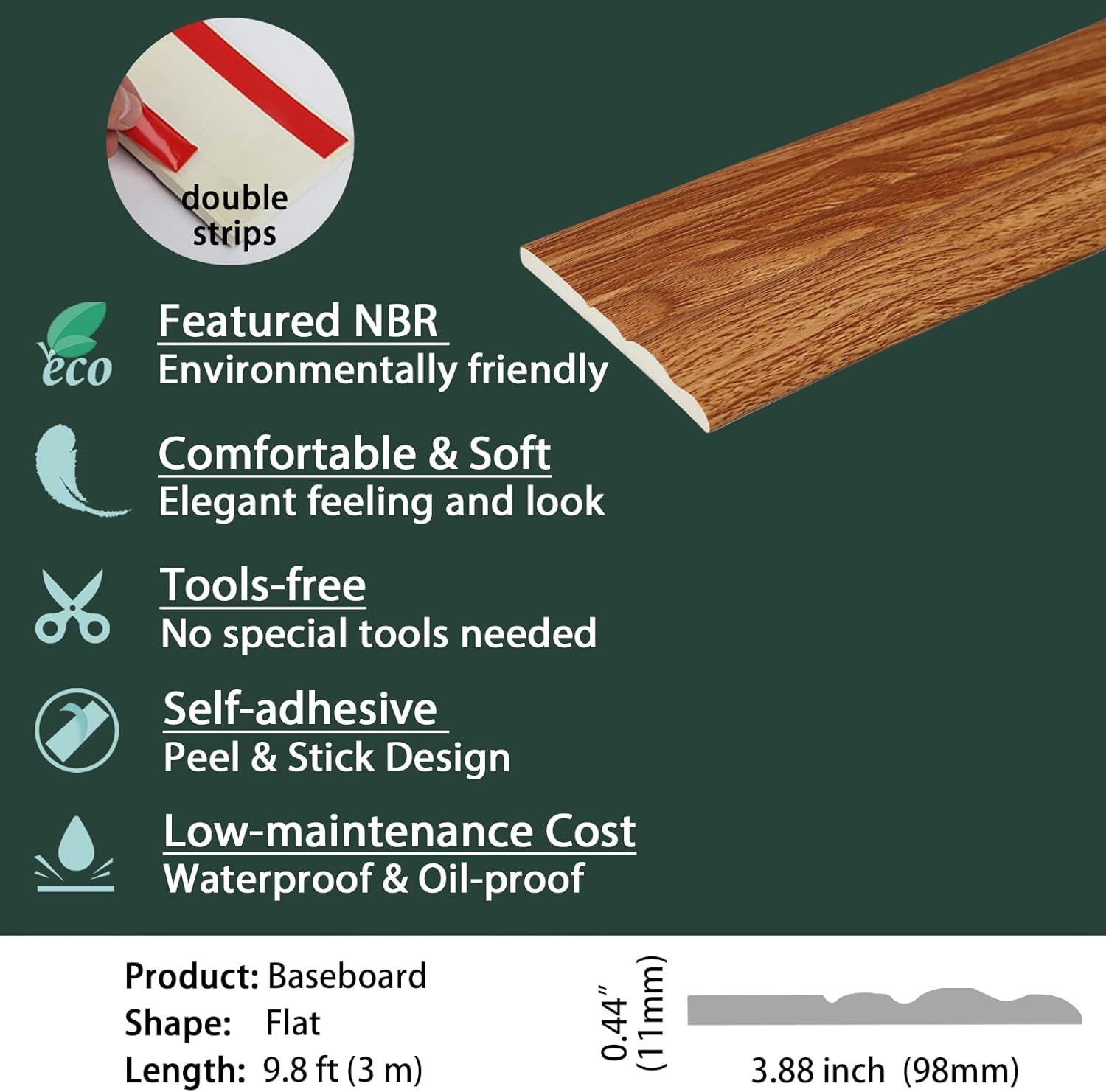 Flexible Floor Trim | Peel and Stick Design | Caulk and Baseboard Wall ...