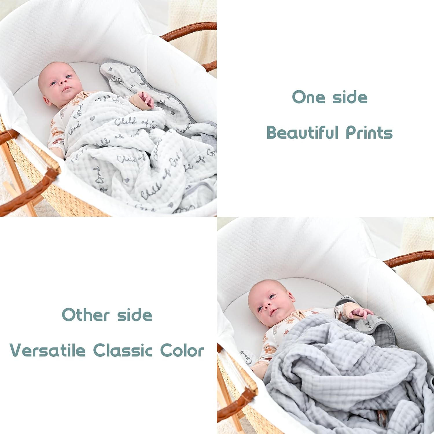 LollyBanks Muslin Baby Blanket 100% Organic Cotton, Muslin Quilt Lightweight, Toddler Blanket for Boy and Girl, 6 Layers Baby Blankets 47"x 47", Nursery Receiving Blankets (Christian Baby) - Image 3