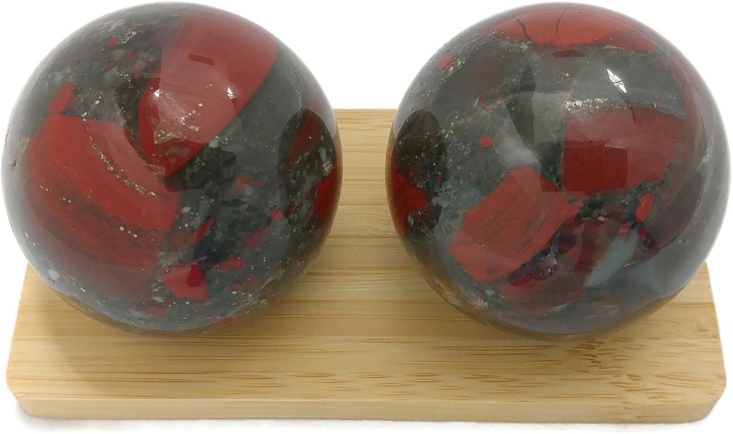 Top Chi Bloodstone Baoding Balls for Hand Therapy, Exercise, and Stress Relief (Large 2 Inch with Stand)