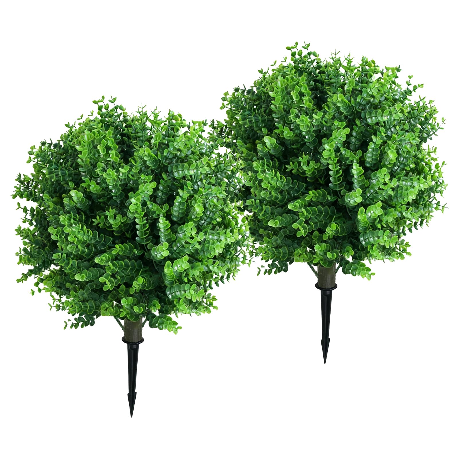 2 Pz Artificiale Eucalipto Topiaria Palla Albero 17,7 Pollici Pianta Finta Finto Verde Arbusto Cespuglio con Picchetto per Giardino Portico Cortile Patio Decor