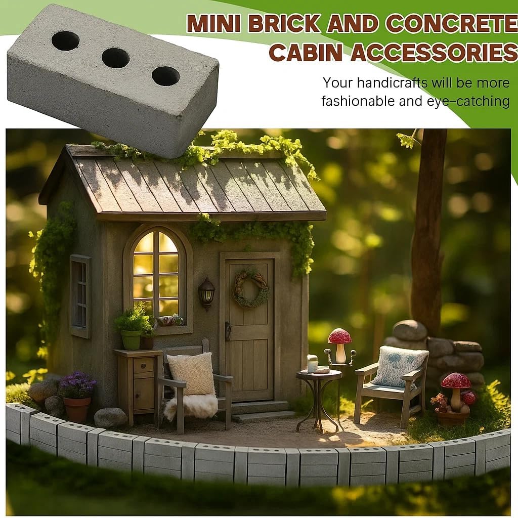Real Mini Red Bricks, 1/12 Scale,50/100 Pcs (50 Pcs Grey)