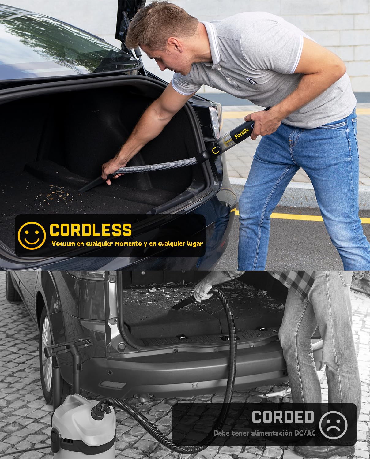 Fanttik Slim V8 Apex Aspirador de Mano inalámbrico para Coche, Alta Potencia de succión 19000 Pa,Carga rápida USB-C en 2,5 Horas, 4 en 1 Aspirador y soplador de Aire y Bomba (Negro)
