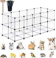 DINMO Guinea Pig Playpen with Floor - DIY Rabbit Bunny Hedgehog Exercise Fence, 61.2x24.8x24.8 Inch Portable Small Animal Cage