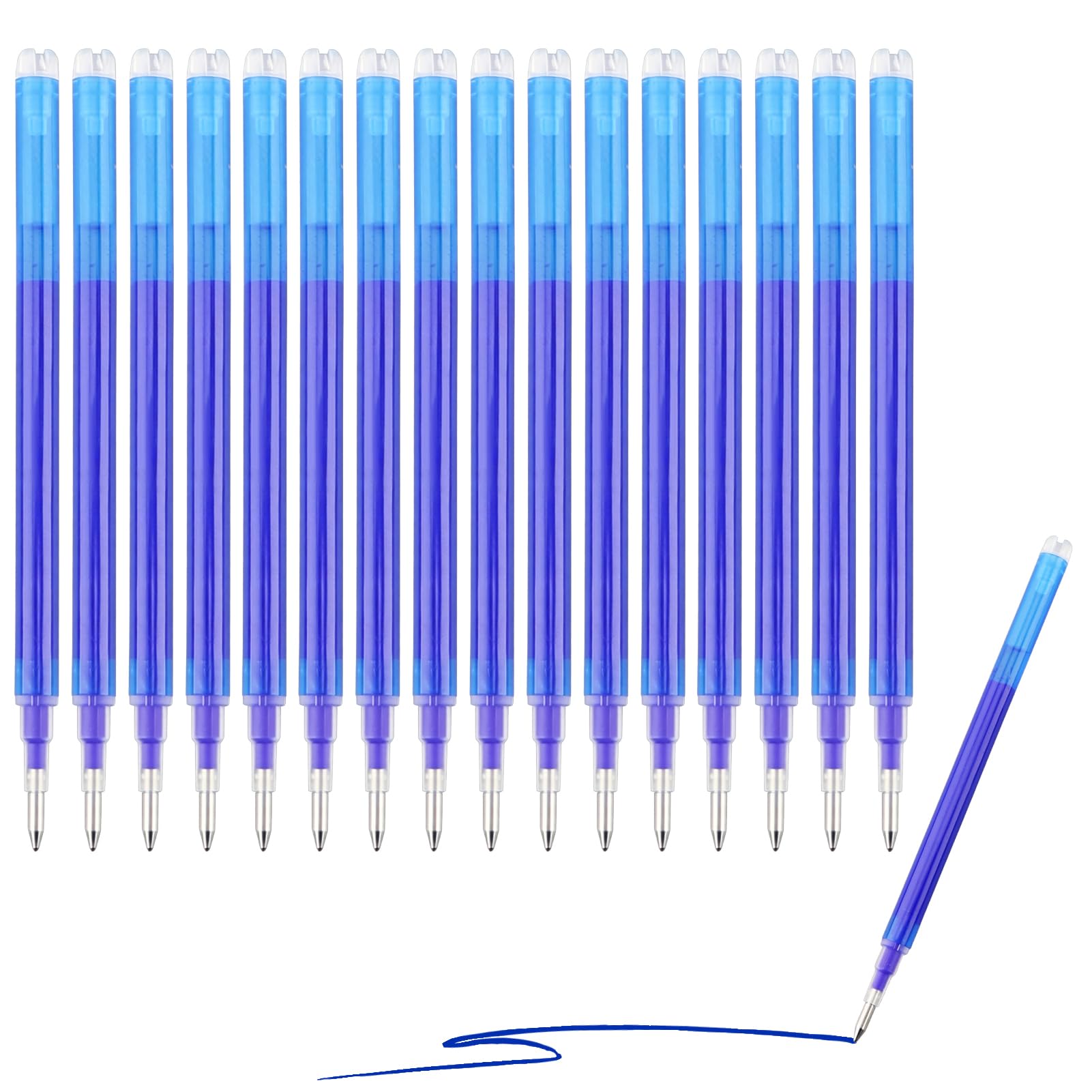 Lote de 16 recargas para bolígrafo borrable azul 0.7mm - Compatible con las cartuchos de tinta de gel termosensible Pilot FriXion, punta mediana, escritura fluida para escuela y oficina