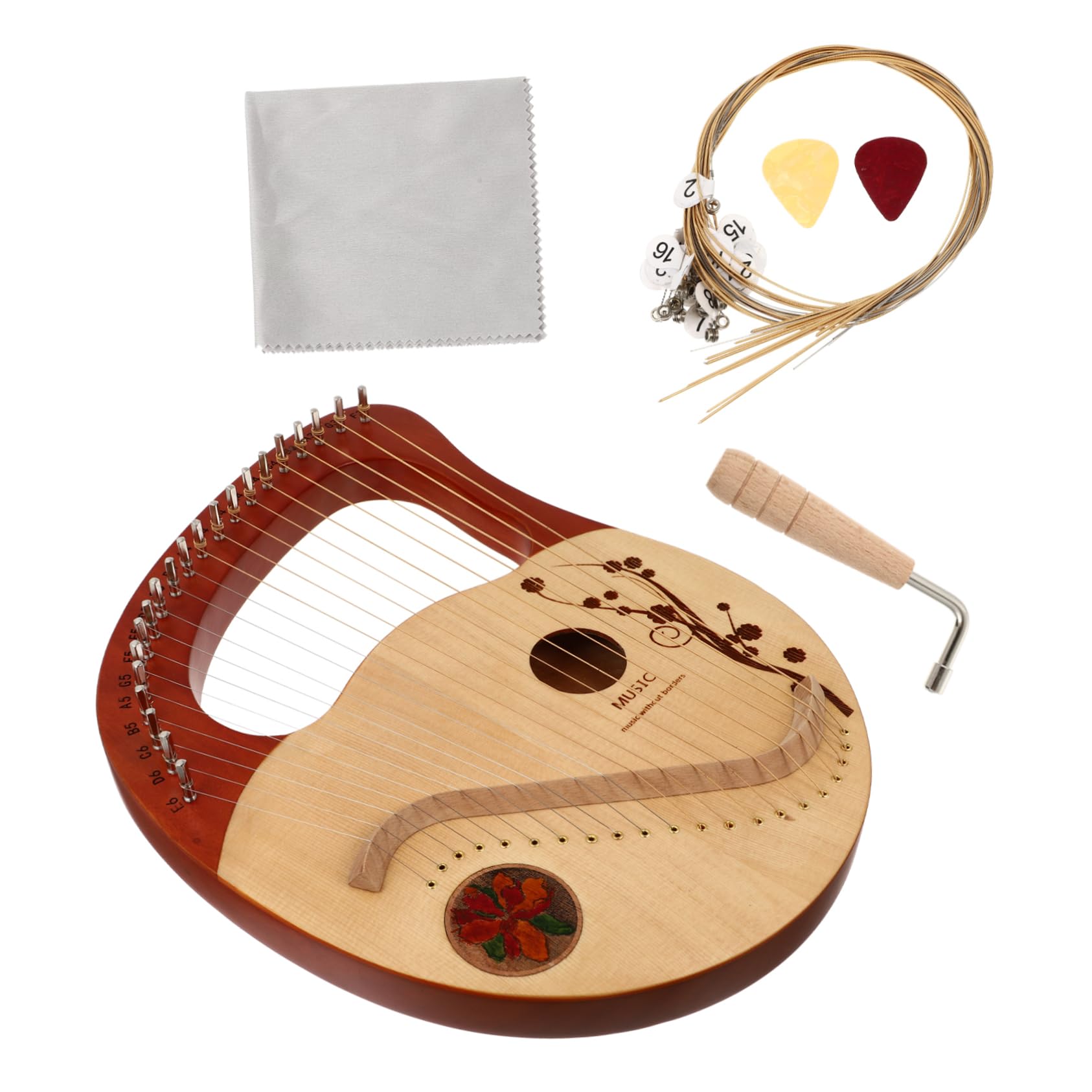 Yardwe Arpa in Legno Corde Strumento Corda Arpa in Legno Massello Corde Con Asta Di Accordatura Di in Strumento Musicale Lira Per Principianti