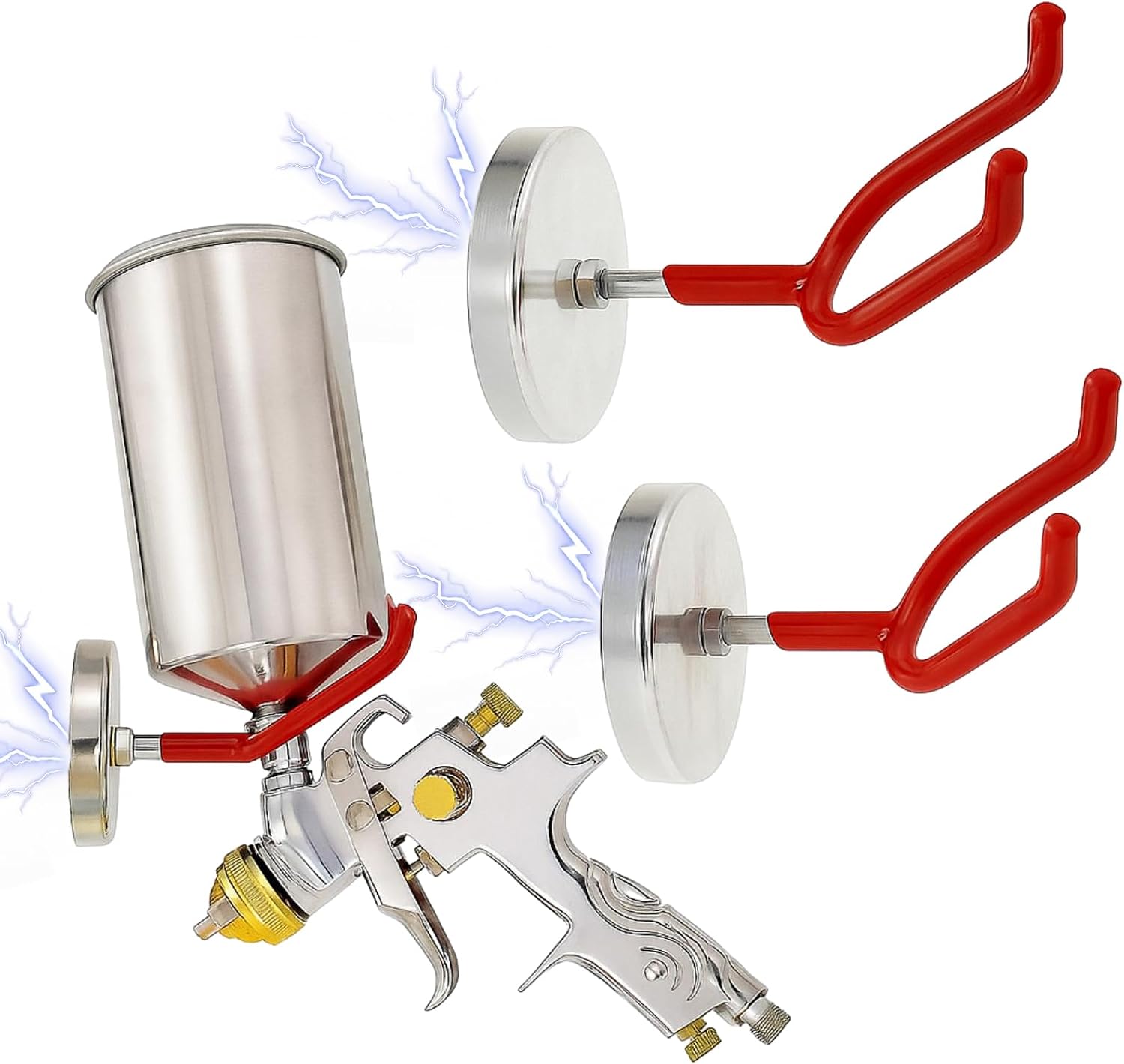 LEIFIDE 2 Pcs Magnetic Paint Gun Holder Stand Compatible with Most Paint Spray Guns Ideal for Spray Booths, Workstations, Body Shop Wall
