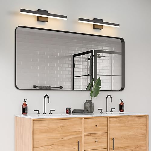 Miniatura 6 de Lámpara de tocador de baño negra de 23.6 pulgadas, 14 W regulable 5CCT LED moderna lámpara de baño sobre espejo - Certificado ETL