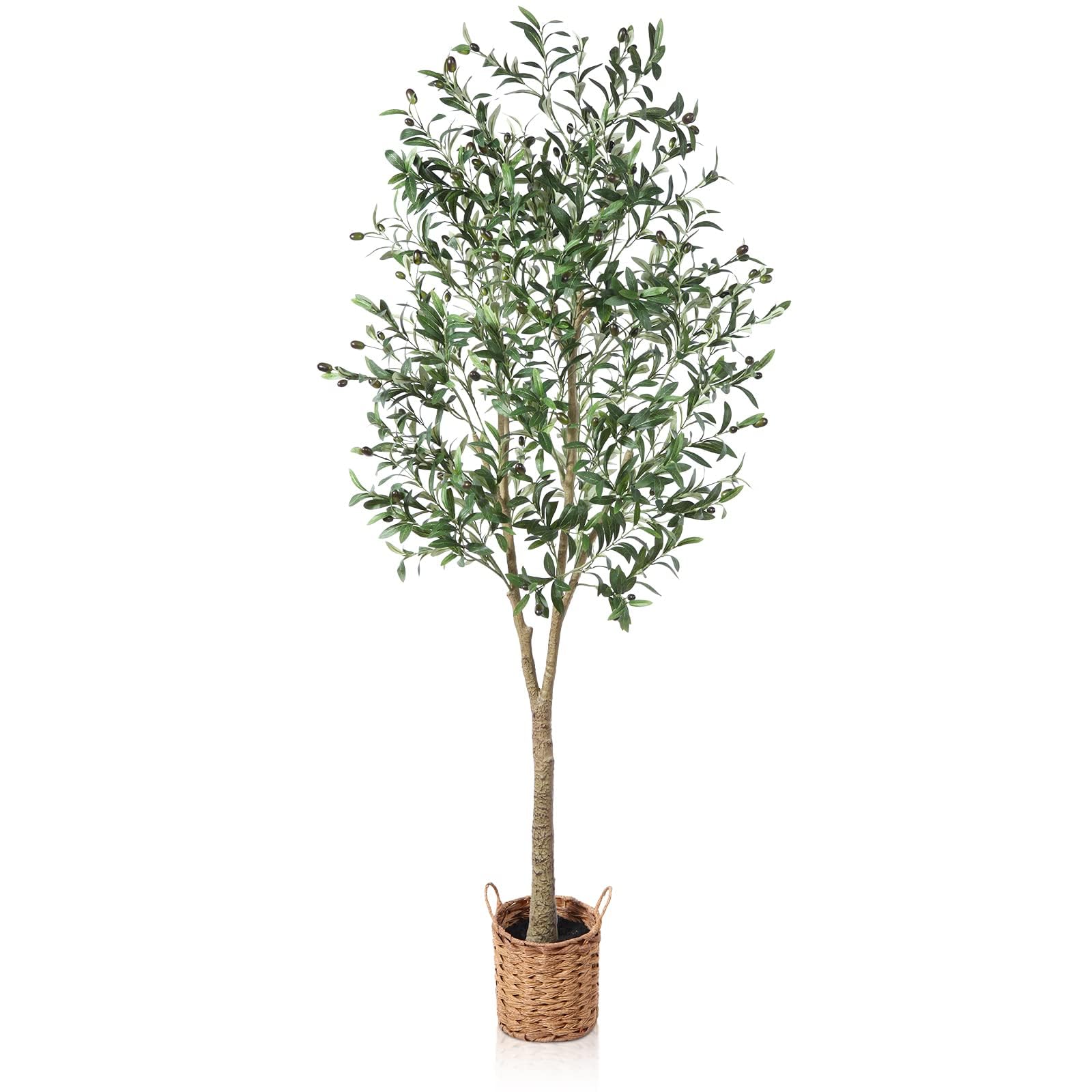 Artificial Olive Tree, Olive Tree with Lifelike Olive Branches and Fruits,Lifelike Artificial Tree For Modern Home Decor Indoor Outdoor,Office.Perfect Housewarming Gift (Green, 180cm)