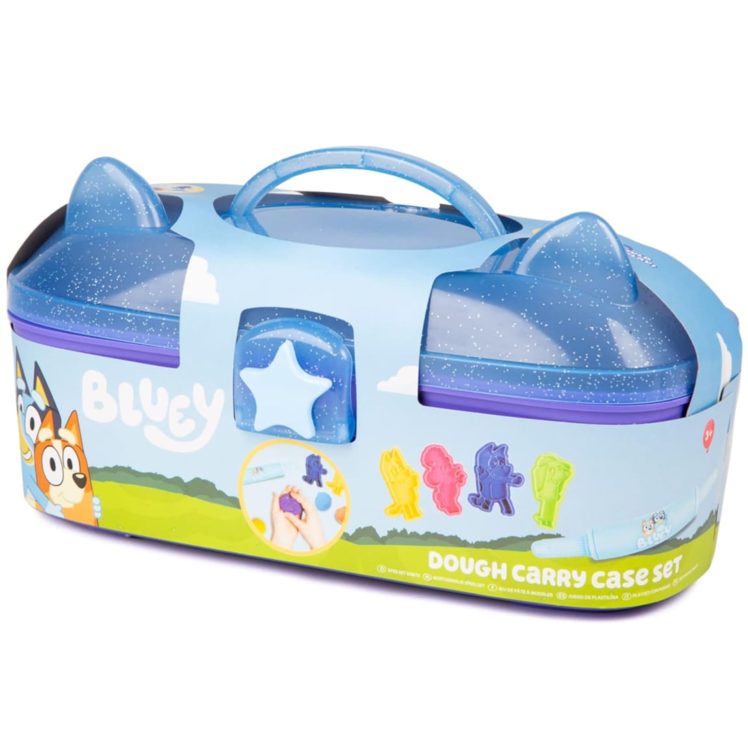 rightclick Bluey Playdough Carry Case Set – Bluey Stickers, Cutters, Roller, Wipe-Clean Scene; Play Dough/Playdoh Tools & Tubs; Play Dough Sets for Kids 4–5 with Toy Storage