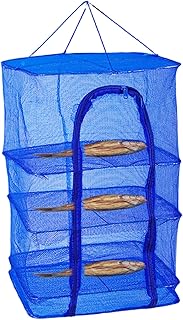 Rack de secado 3 capas 14x14x26 Secadora de hierbas plegable con a prueba de moscas de la ventana con cremallera ＆ Bastante de secador de plato de malla transpirable colgando.