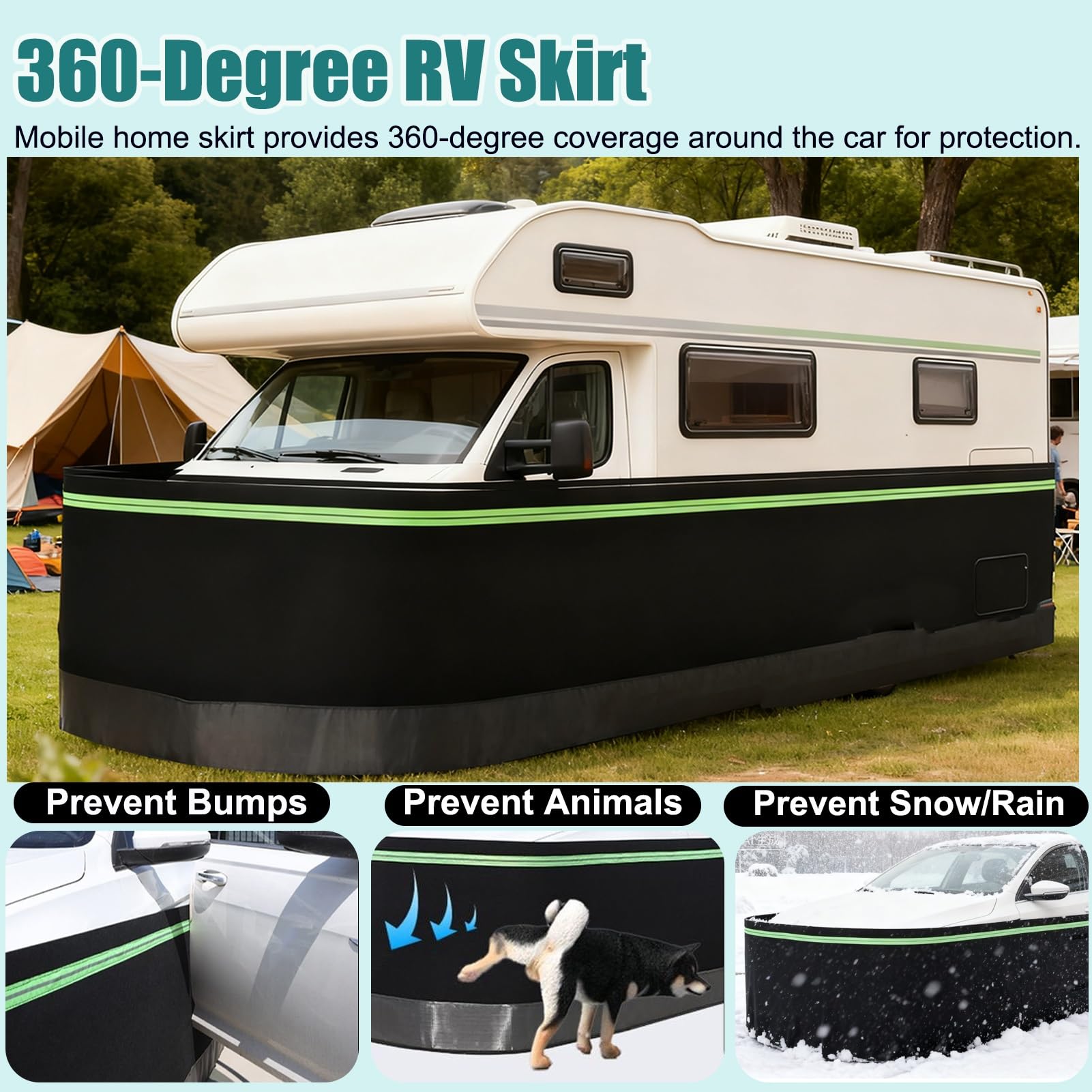 FaldóN para Autocaravana Faldón para Caravanas de 7 8.5 9 10.5 11 12 m para Invierno; Faldón para Caravanas de Viaje para Nieve, Ideal para Vivienda o Casa Móvil(3.0m/10ft)
