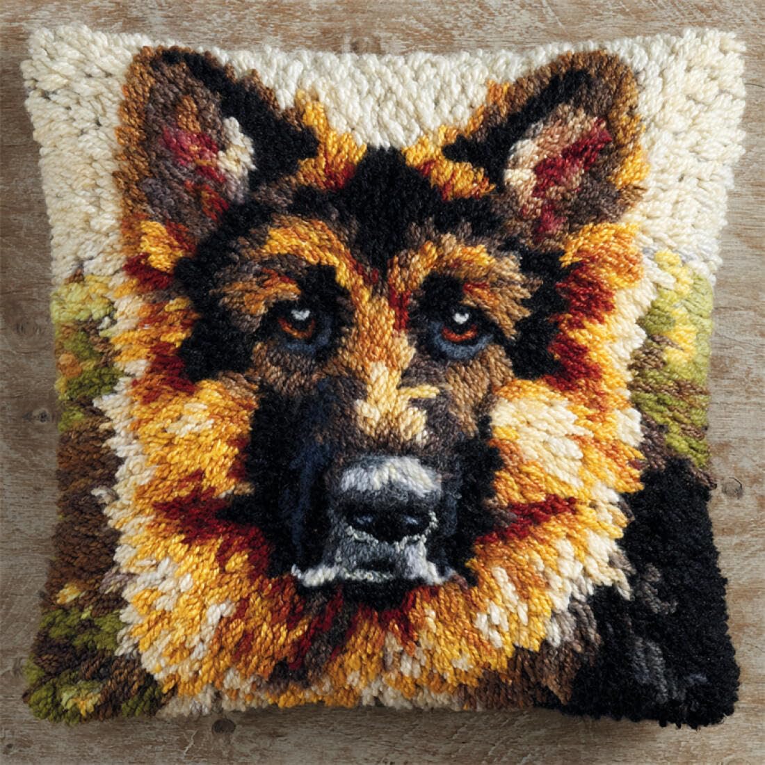 Kitquiver O Animal Diy Latch Hook Kit German Shepherd Portrait Diy Latch Hook Kits Pillow Needlepoint Cushion Kit For Home Décor Needlework Set For Adult Beginners 17X17in