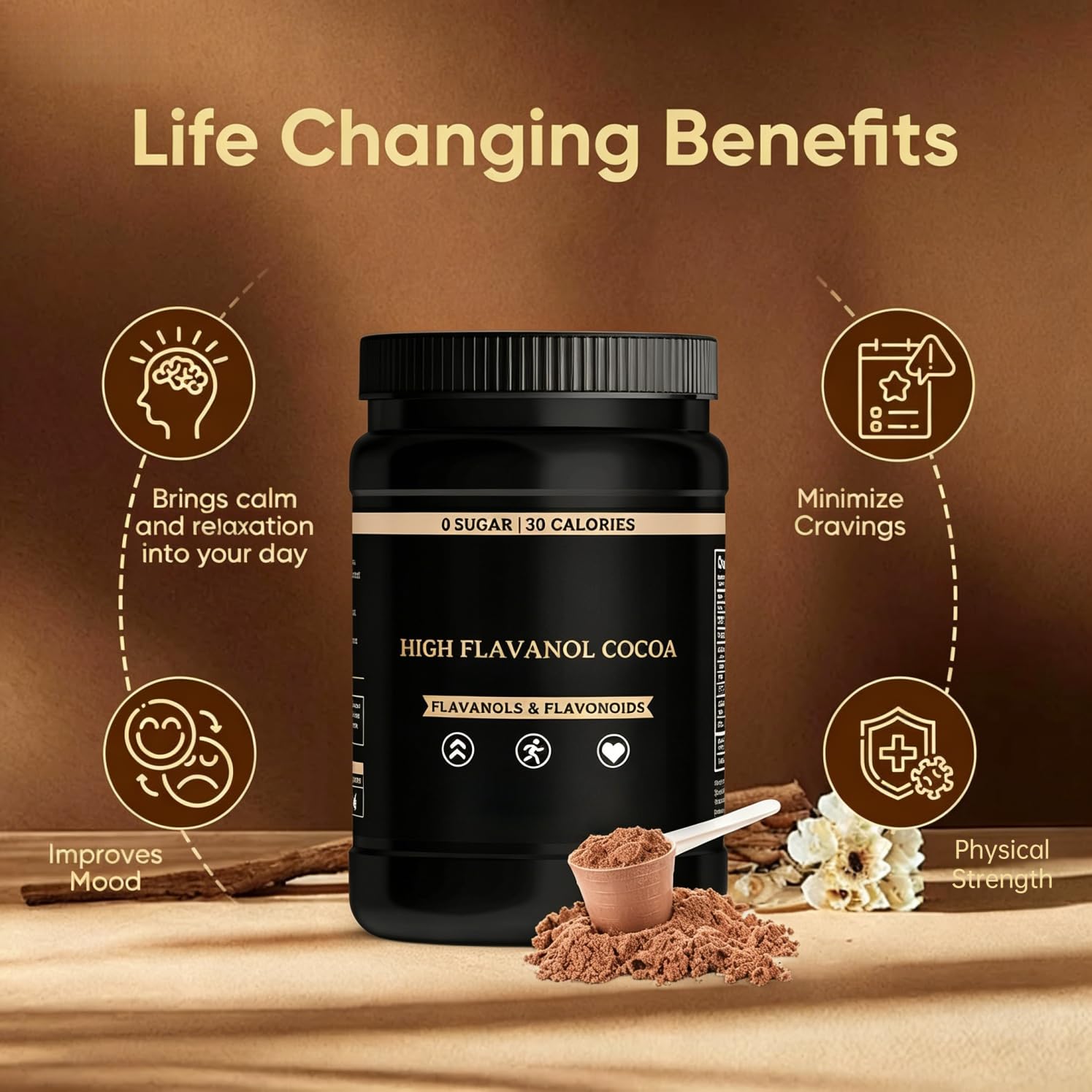 2Pack,Cacao in Polvere Ad Alto Contenuto Di Flavanoli,Per Chiarezza Mentale