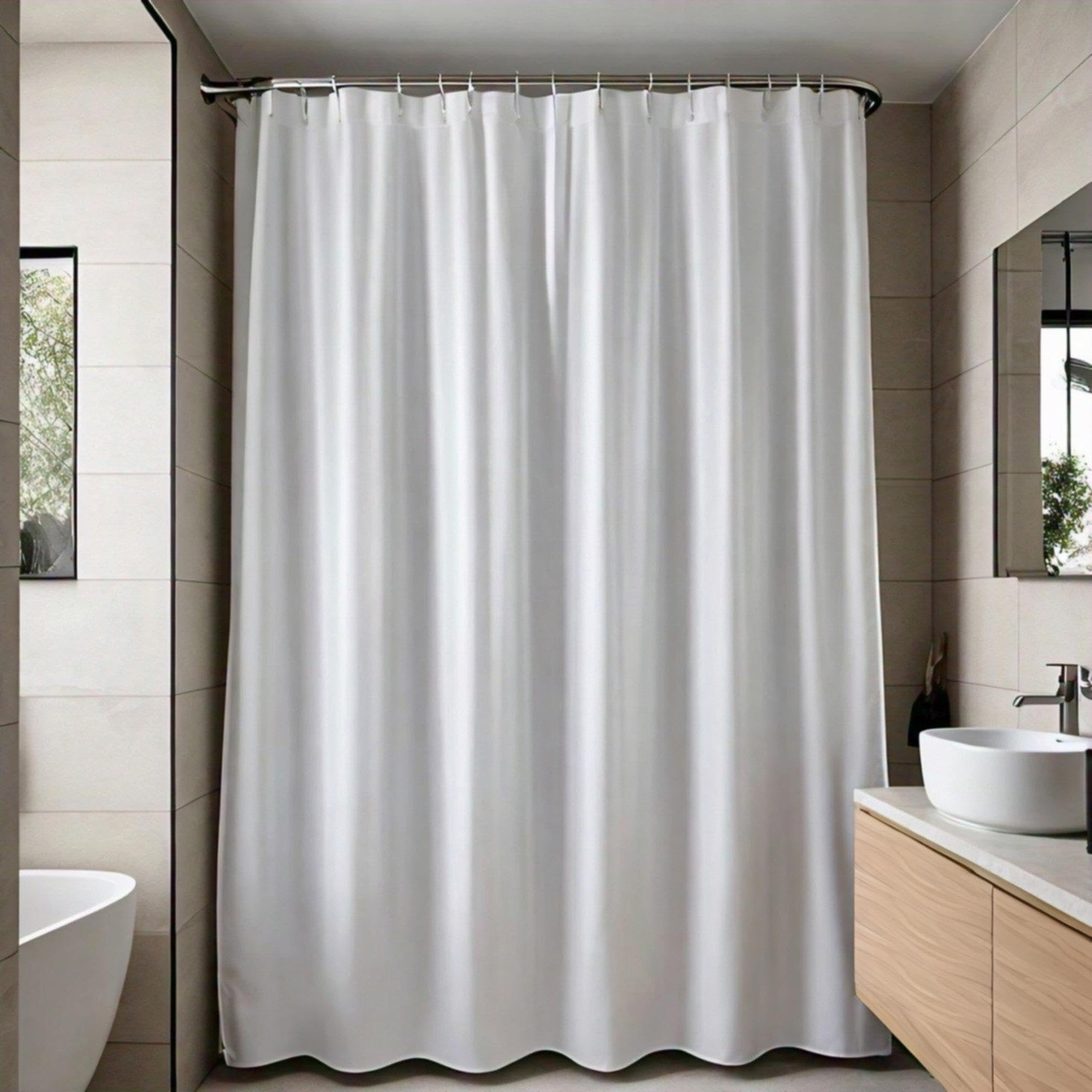 UUDIHO White Shower Curtain Liner, Custom Shower Curtains, Soft Cloth Shower Liner Modern Luxury Hotel Style with 12 Plastic Hooks 120x220cm/47x87in(WxH) Shower Curtain