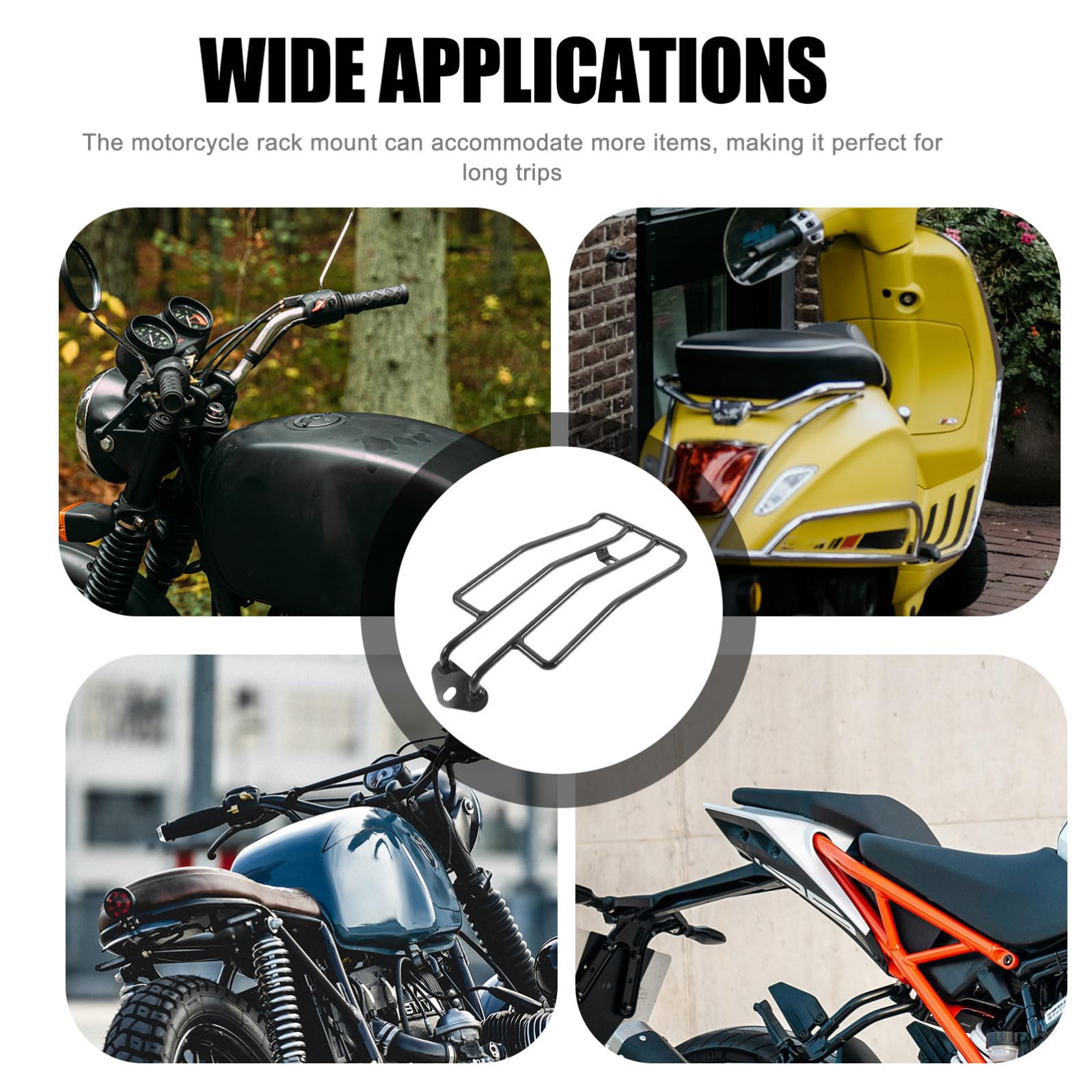 Motorradgepäckträger Hinten aus Metall Schwarz Motorradträger für Hinteren Gepäckbereich Robustes Motorradzubehör