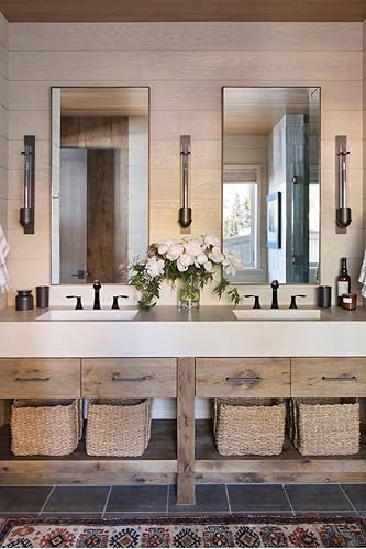 Miniatura 4 de Lava Odoro - Grifo de baño negro mate de 3 agujeros, grifo de baño amplio de 8 pulgadas, 2 asas, grifo de lavabo de baño con ensamblaje de drenaje