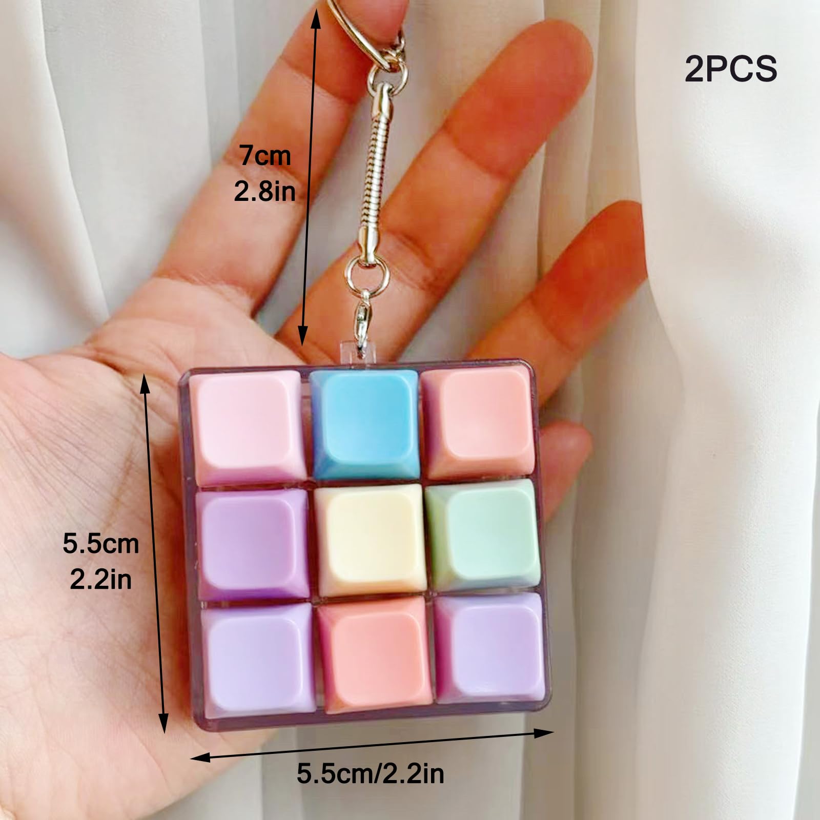 DAVBNM 2PCS Keyboard Fidget Toy Keyboard Clicker Fidget Keyboard Keychain Clicker for Adult Stress Relief - Image 2