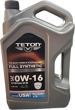 0W-16 Advanced Full Synthetic Motor Oil 5 Quarts 4.73L High Performance Advanced Motor Oil API SP ILSAC GF-6B For Select Honda & Toyota Engines Also For Hybrid Made in USA Pack of 1