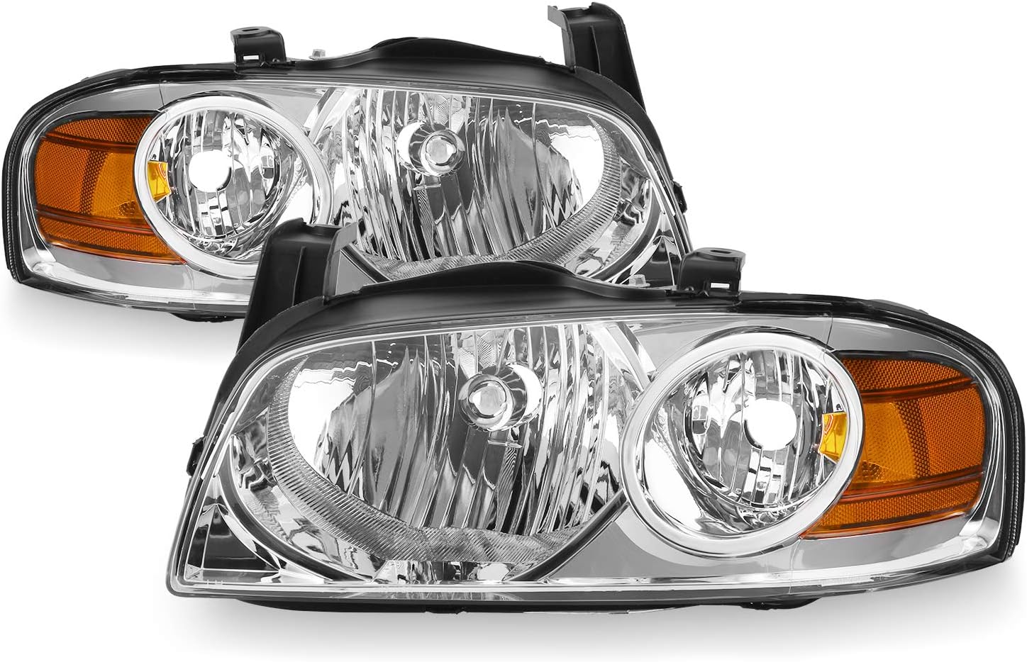AKKON - Fits 2004 2005 2006 Sentra 4Door Sedan [Halogen Style] Black Headlamp Headlights Driver+Passenger Pair 04 05 06