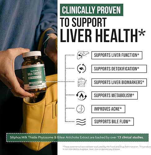 Miniatura 5 de SoActive Milk Thistle fitosoma de cardo mariano 10 veces más eficaz, optimizado para silybina bioactiva esencial A & B Plus Bilear extracto de