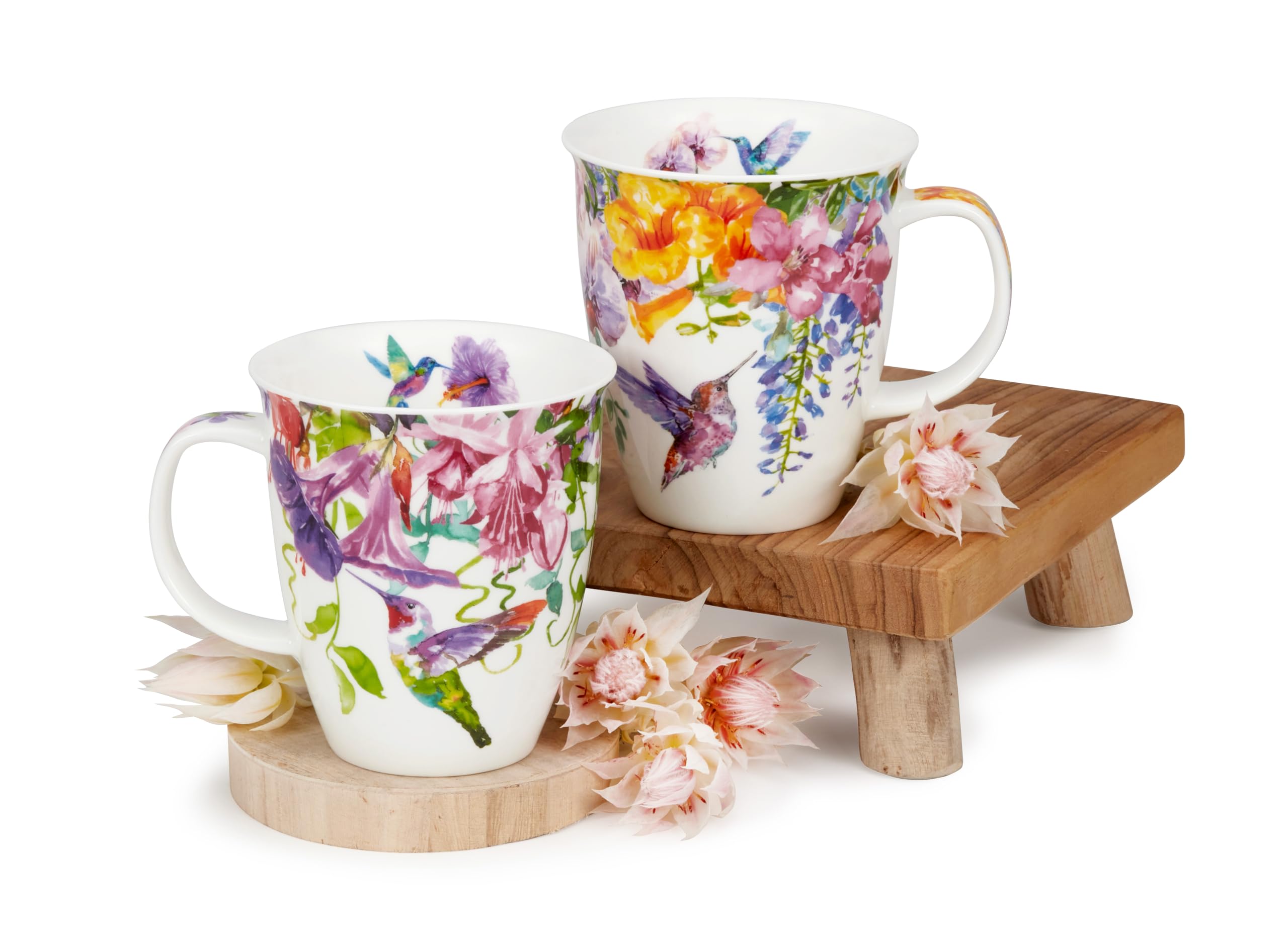 Dunoon Nevis Mug en porcelaine fine Motif colibris Violet 0,48 l