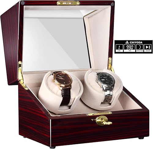 Miniatura 2 de CHIYODA Reloj Winder para hombre y mujer reloj automático con 2 motores Mabuchi, pantalla táctil LCD (actualización de acabado de piano), Mejora de