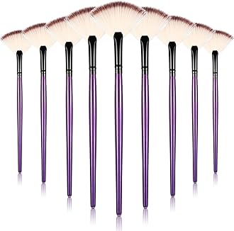 9 Pieces Facial Brushes Fan Mask Brushes, Soft Facial Applicator Brushes Tools for Peel Glycolic Mask Makeup for Mud Cream (Purple and Black)
