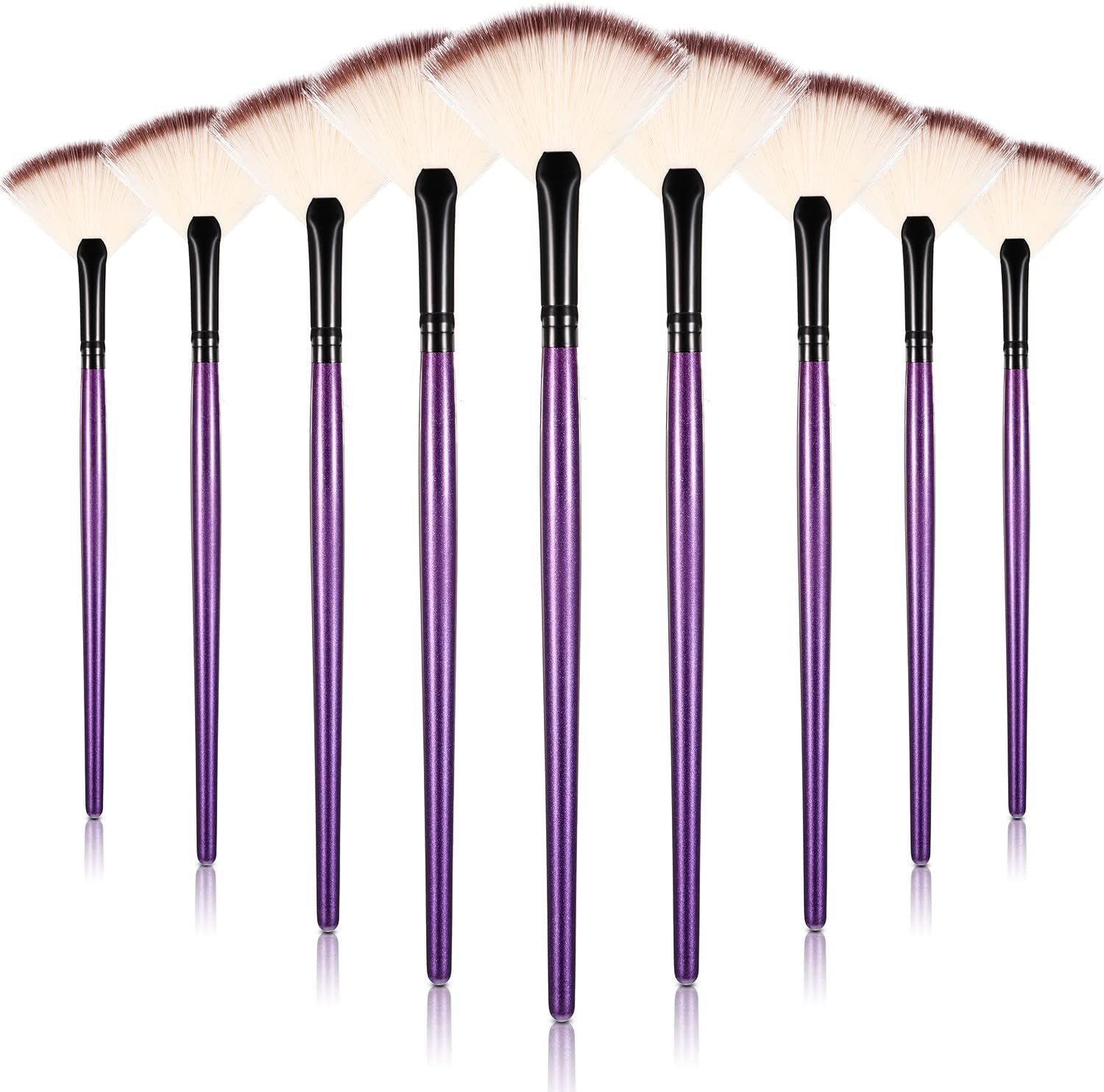 Maitys 9 Pieces Facial Brushes Fan Mask Brushes, Soft Facial Applicator Brushes Tools for Peel Glycolic Mask Makeup for Mud Cream (Purple and Black)