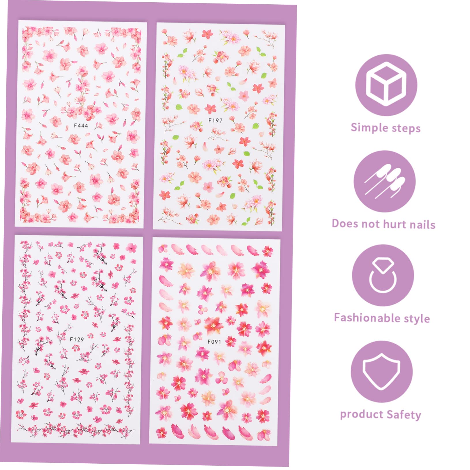 Healvian 40hojas Pegatinas De Uñas De Flores Autoadhesivas Para Decoración De Uñas Uso y Acrílicas
