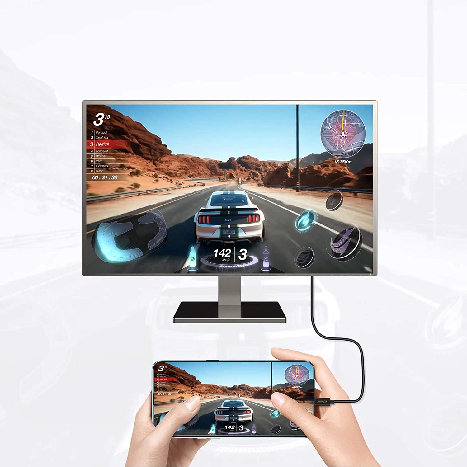 Paugge USB C to HDMI Kablo - 4K60Hz, HDR, HDCP 2.3, Thunderbolt 5/4/3, DEX Mode, 2 Metre (CHD20B-PRO)