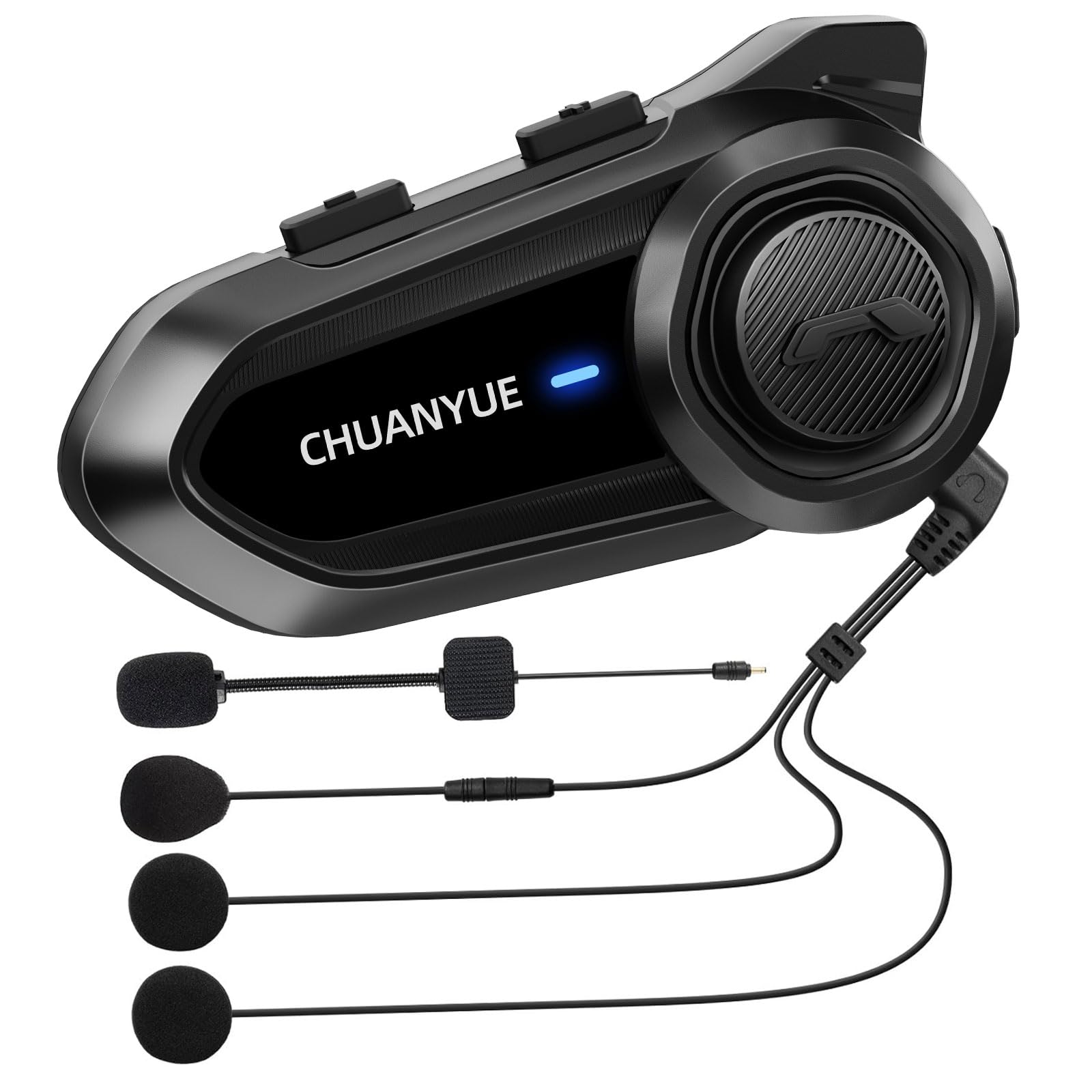 CHUANYUE R18 Motorrad Bluetooth Headset für bis zu 10 Motorräder (1pc) | motorrad kommunikationssystem mit Reichweite von 2km,intercom Motorrad mit HiFi/Musik Teilen/FM/AI Sprache,Vier Musikeffekte