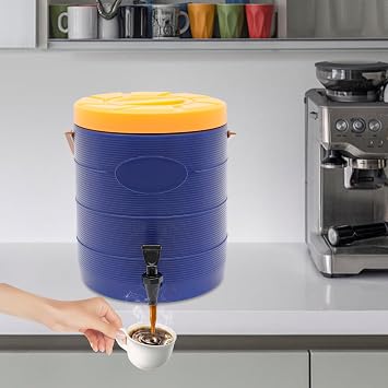 Seoqudcty Insulated Beverage Dispenser, Stainless Steel 25L/6.6gal Thermal Hot and Cold Beverage Dispenser with Spigot for Tea, Coffee, Water Parties, Outdoor Picnics, Buffets, Milk(Blue)