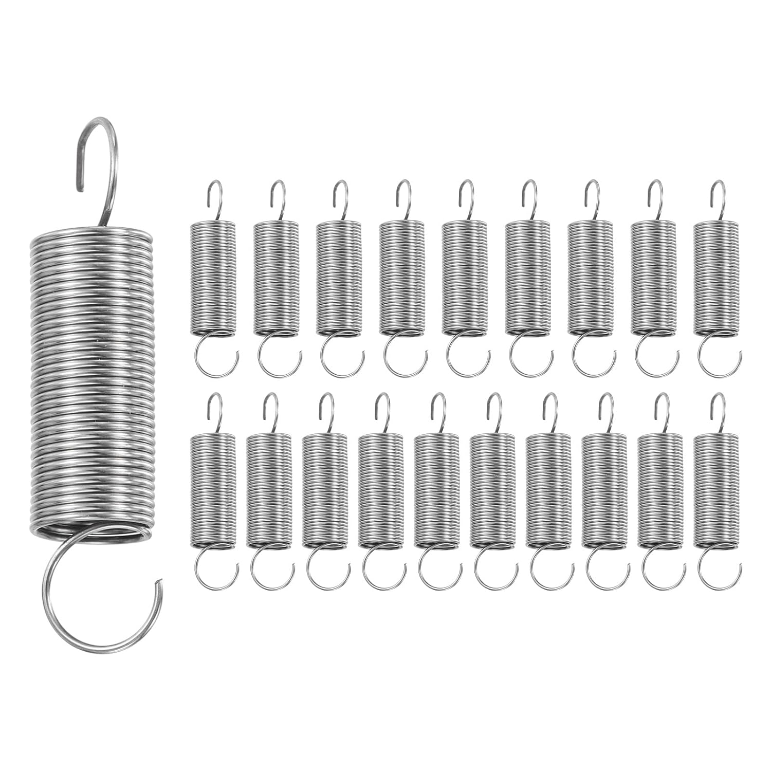 uxcell 20Pcs Extension Spring, Stainless Steel Small Springs with Dual Hook Mechanical Compression Spring for Home Furniture Repair 0.6mm Wire Diax8mm ODx35mm Length