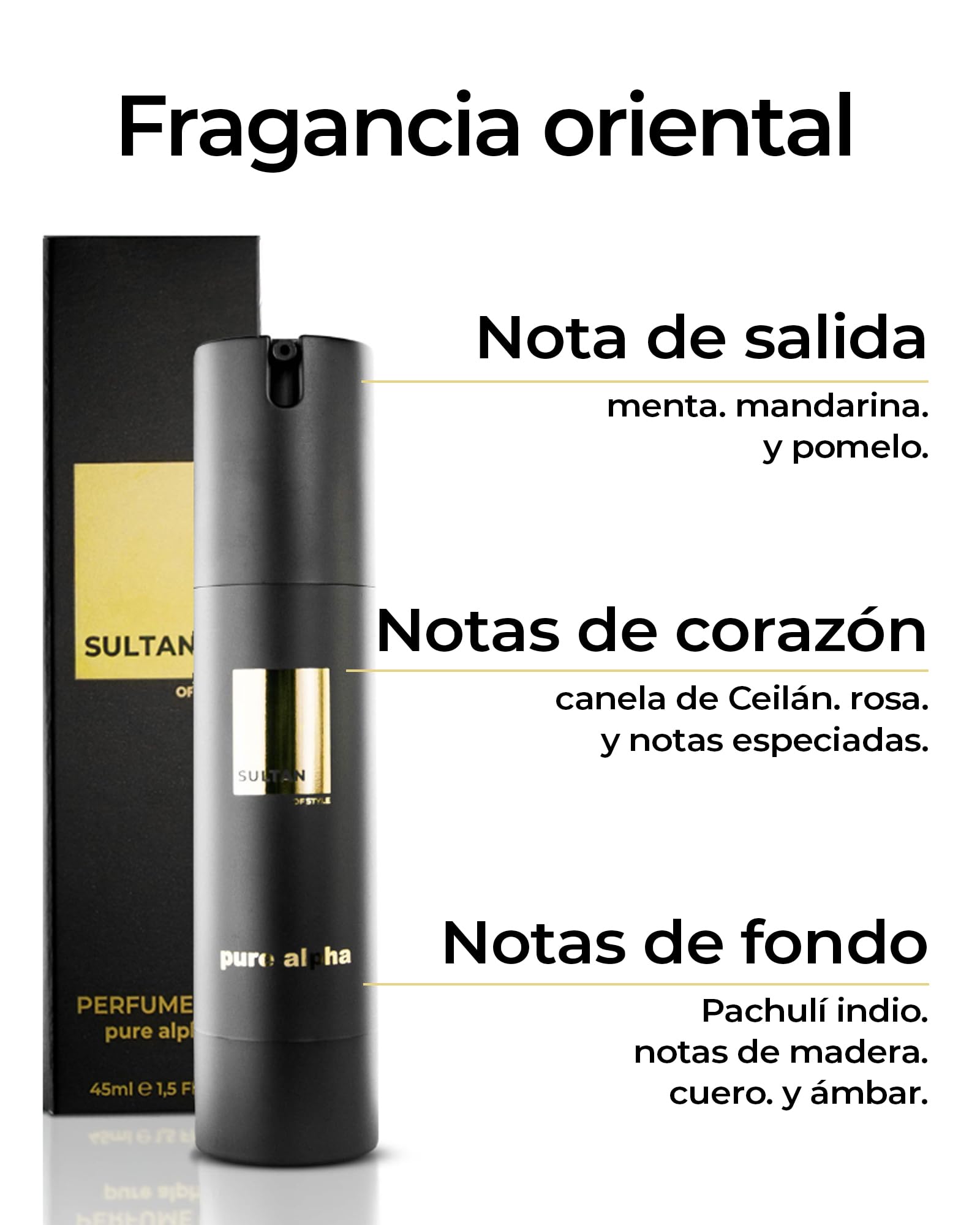 Sultan of Style Aceite de perfume Pure Alpha para hombre - Aroma especiado y fresco - 100% sin alcohol - Aceites esenciales para el cuidado personal - Regalos para hombre