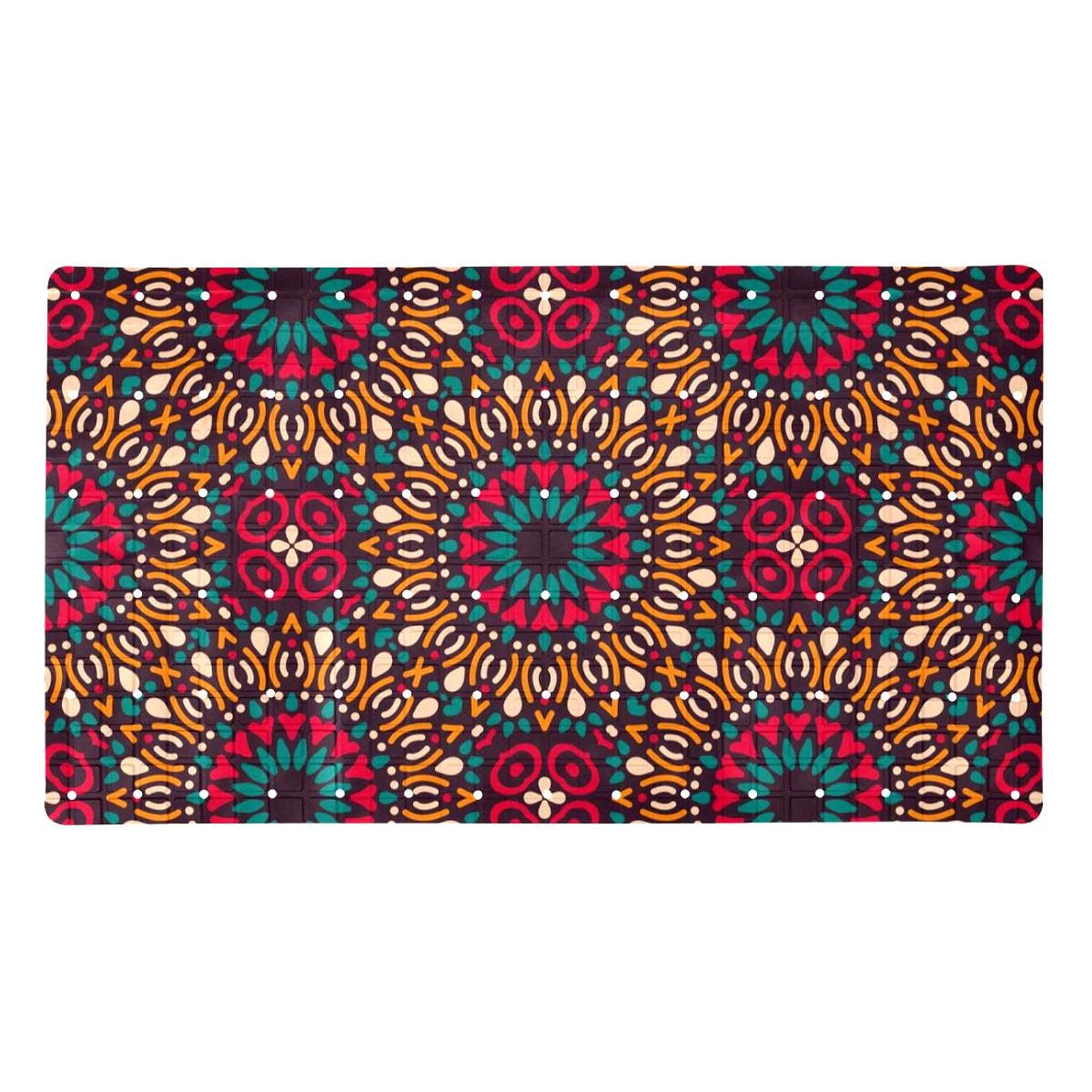 Tapis de baignoire lavable en machine à ventouses et drainage mandala