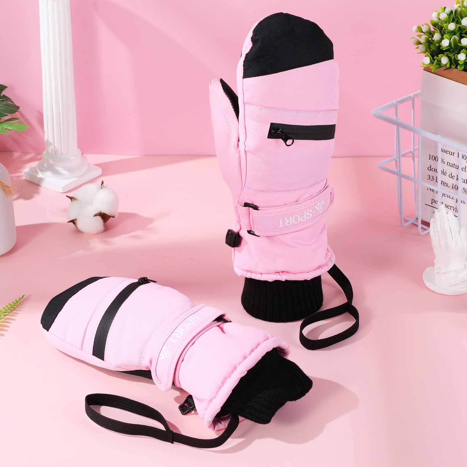 Toddmomy Guantes de Invierno Impermeables para Mujer y Hombre Térmicos y Resistentes al Agua con Pantalla Táctil para Senderismo Esquí y Paseos Talla S Color Rosa